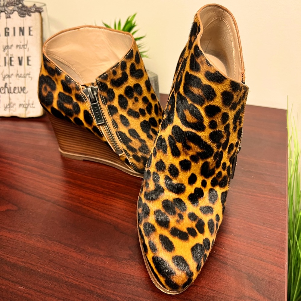 1. State Wedge Heel Leopard Print Ankle Boots Size 8